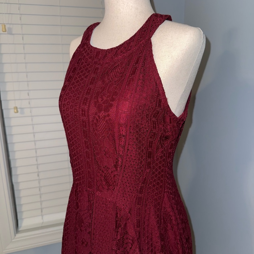 Lace Burgundy Halter Dress